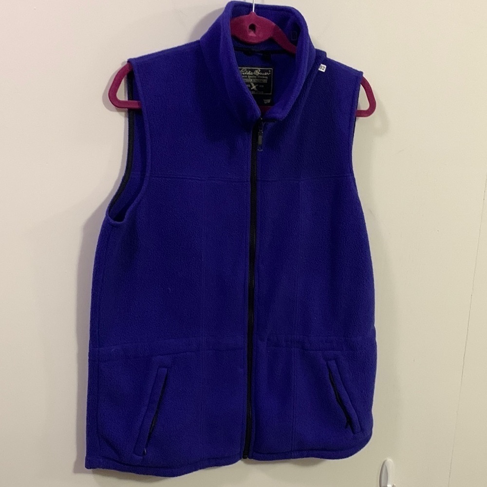 Eddie Bauer Fleece Royal Blue Zipper Vest Women’s Size Medium good condition